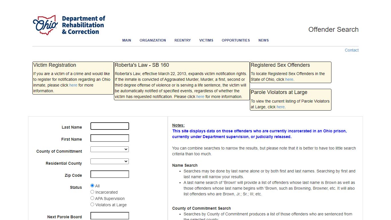 Offender Search - Ohio Department of Rehabilitation and Correction